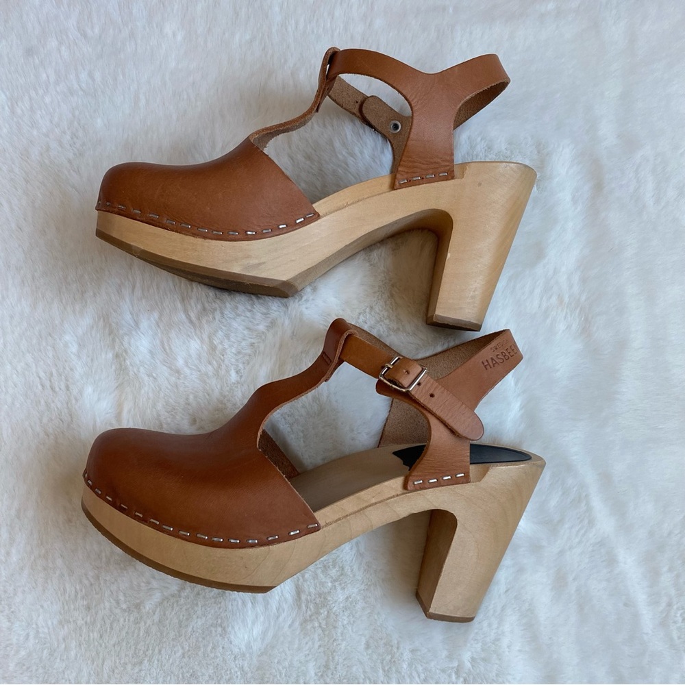 Swedish Hasbeen T-Strap Sky High Clog Sandals | Sz 38 EU, 8 US - Picture 4 of 10